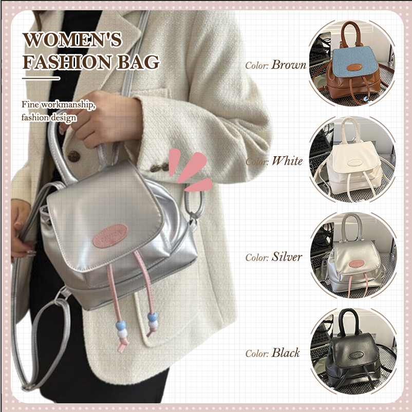 Tas Ransel Kulit Wanita Kecil Cewek Mini Backpack Tas Ransel Wanita Retro Lucu Ransel Serut Kecil