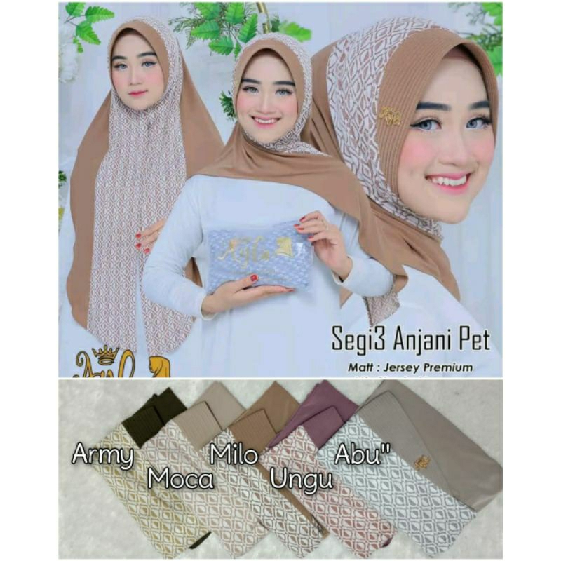 HIJAB SEGITIGA INSTAN OVAL Bermotif Jersey Premium / KERUDUNG SEGITIGA INSTAN OVAL // JILBAB SEGITIG