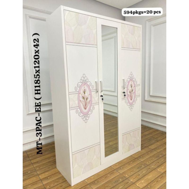 Lemari Pakaian plat besi buka tutup 3 pintu