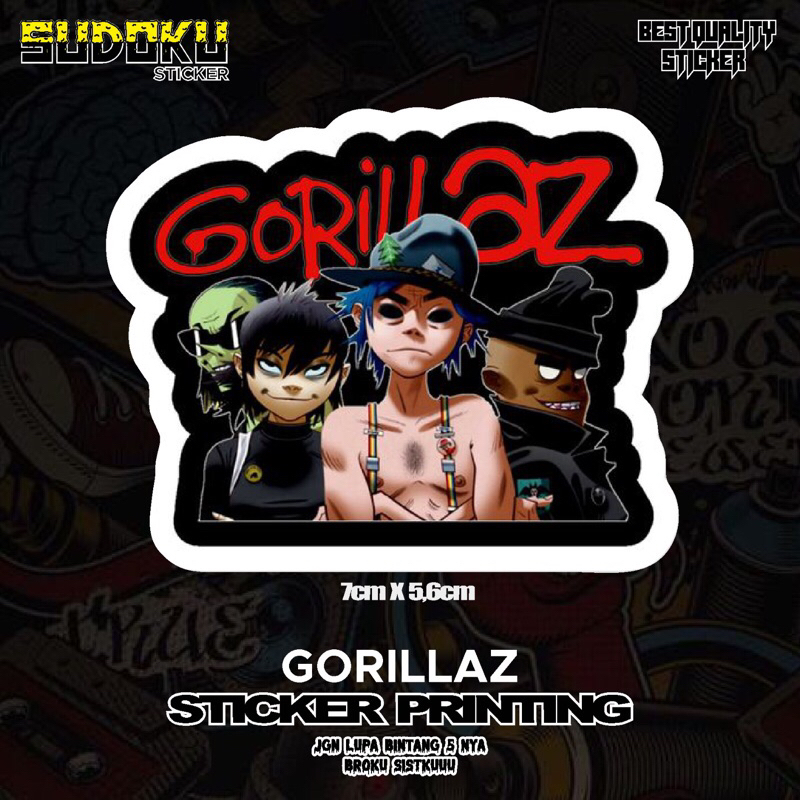 STICKER STIKER PRINTING BAND GORILLAZ|STICKER BAND|STICKER HELM|STICKER TMBLR