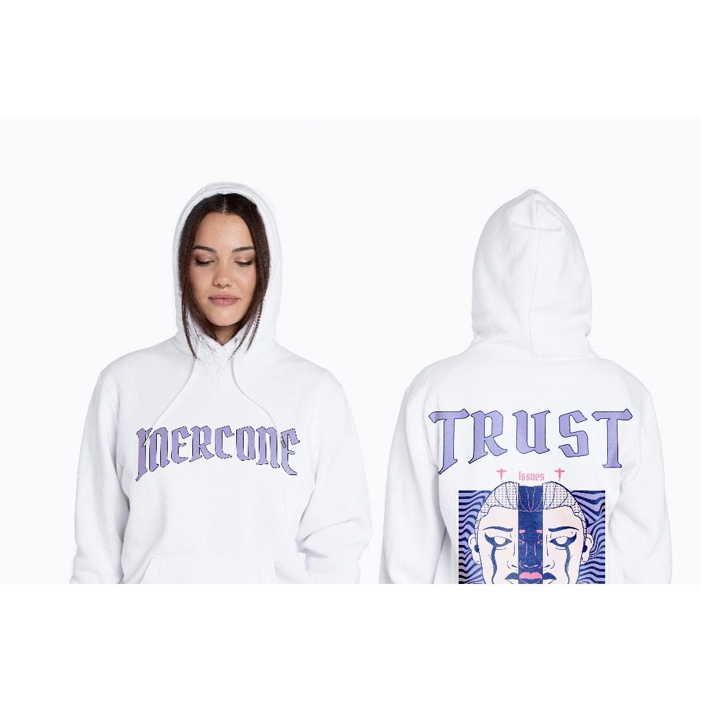Pullover Hoodie Fleece Trust Issues Pria Wanita Unisex | 270 gsm