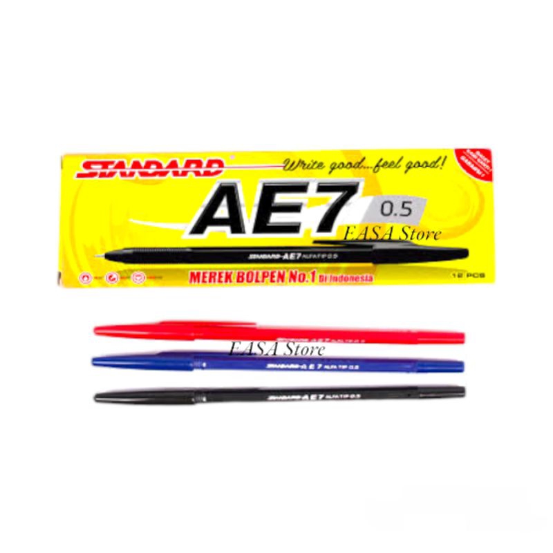 

Bolpen Standard AE 7 0,5 mm Hitam Biru Merah Pulpen Pena 1 Pack