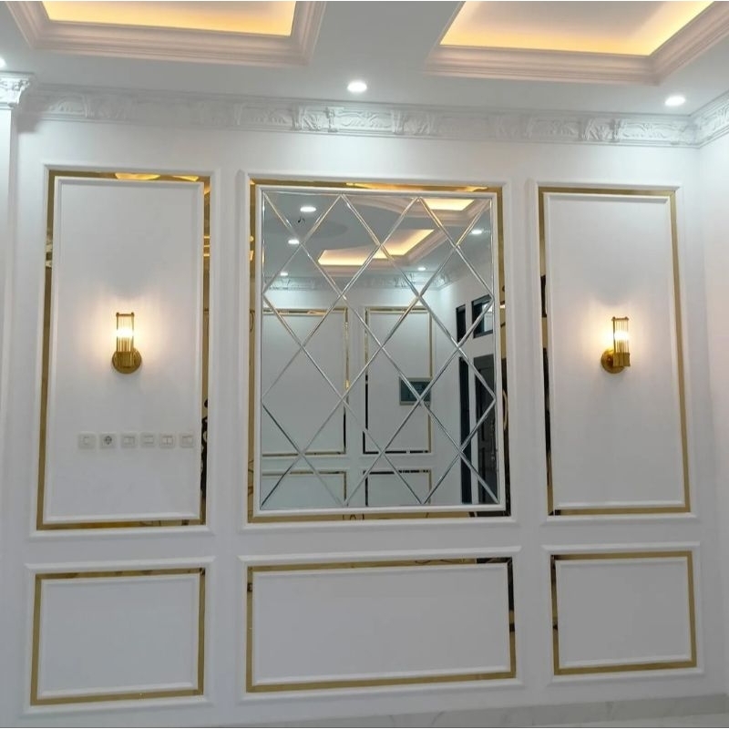 KACA CERMIN ASLI TEBAL 5MM CERMIN DINDING DIAGONAL MULDING 200x100 80x200 80x190 110x190 82x182 130x