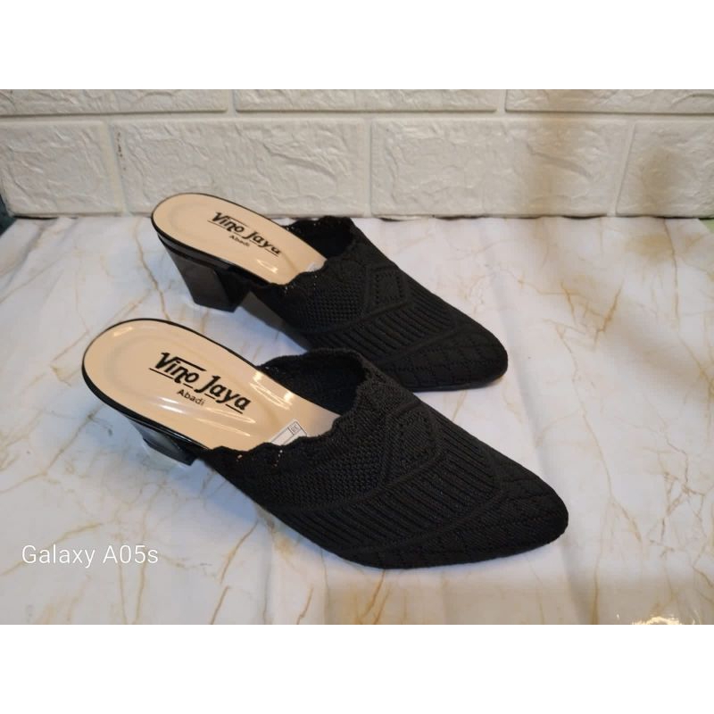 Sendal Wanita- Wegdes Heels wanita Rajut import  5cm