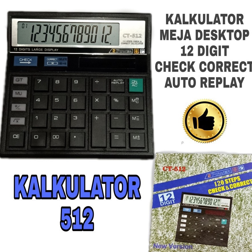 

KODE H25X Kalkulator Desktop 12 Digit Check Correct CT 512