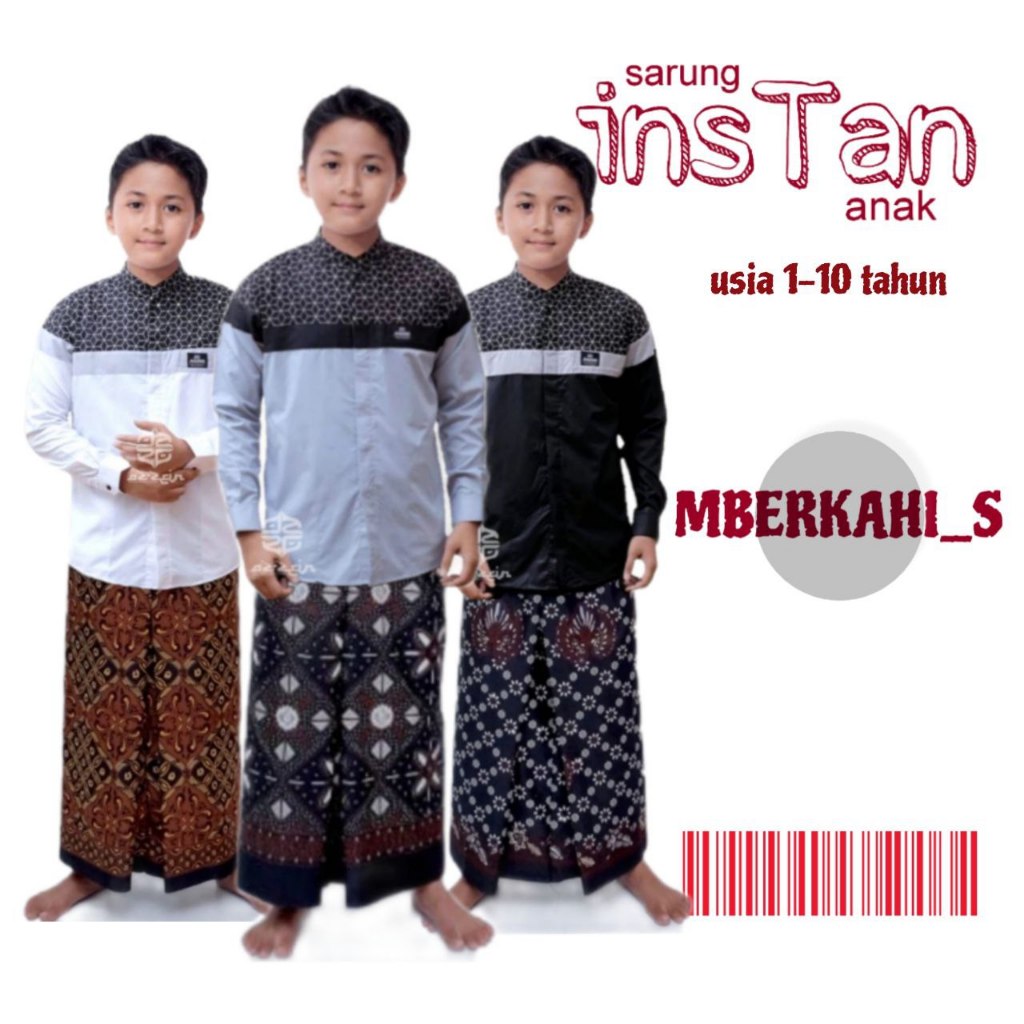 Sarung Gus Iqdam Instan Anak Usia 2-10 Tahun motif Batik pekalongan Model Rok Gaya Sarung
