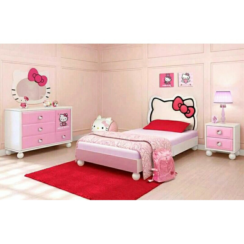 set kamar tidur anak karakter hello Kitty/depan anak/almari anak/nakas anak