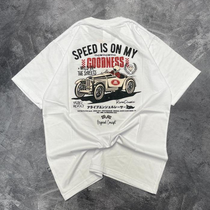 BAJU KAOS PUTIH RETRO CLASSIC RACE ORIGINAL CONCEPT / THE STREET / BAJU DISTRO VINTAGE PREMIUM / KAO