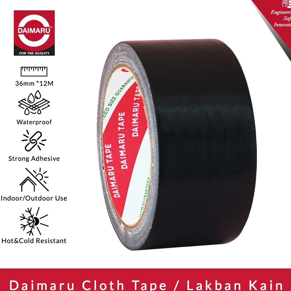 

Pusat Untung Daimaru Cloth Tape Lakban Kain Warna Hitam 36 mm x 12 meter