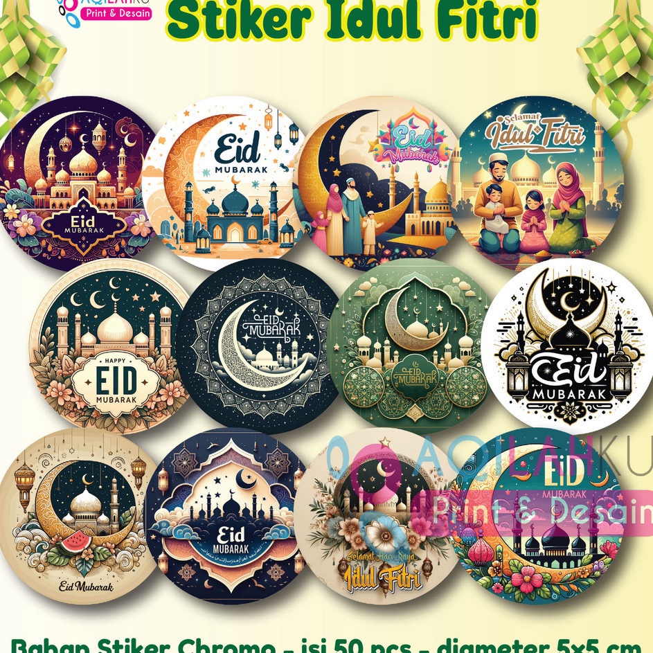 

Ready Diskon 1 Pack isi 5 pcs STIKER EDISI IDUL FITRI STIKER HAMPERS STIKER BULAT IDUL FITRI Model Terbaru