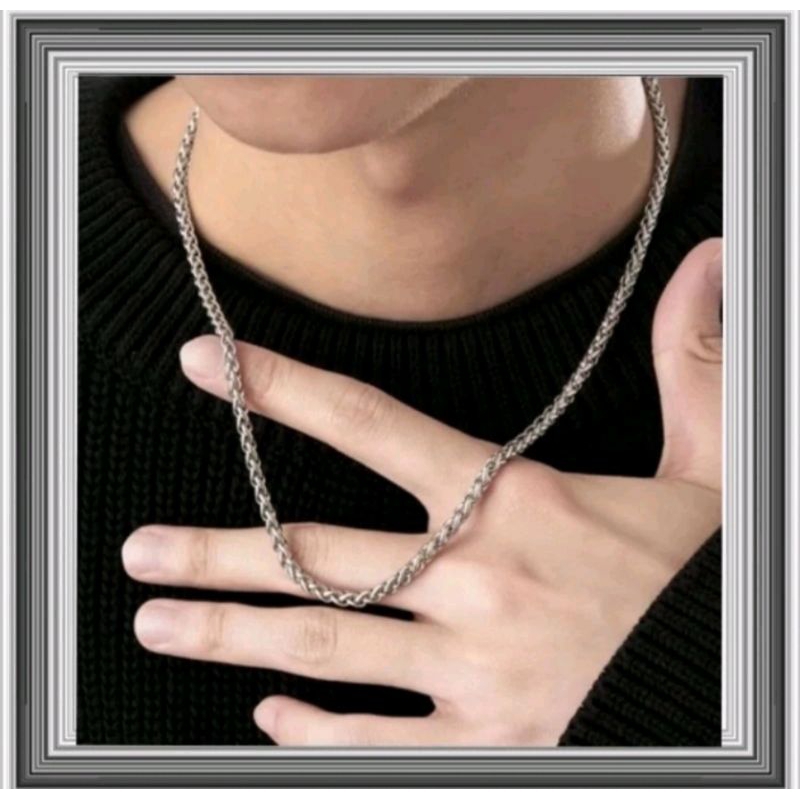 KALUNG RANTAI PRIA MODEL SISIK NAGA KALUNG TITANIUM ANTIKARAT PRIA KALUNG PRIA MODEL SISIK NAGA TERB