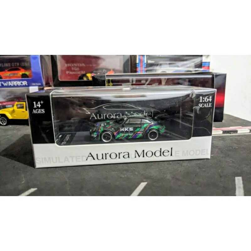 Diecast Aurora Model Porsche RWB 964 HKS Livery Segel