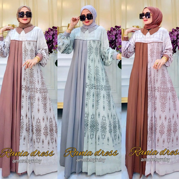 Special Now  RANIA DRESS AMORE BY RUBY GAMIS MOTIF LIONEL RICHIE BUSUI FRIENDLY MODEL OUTER LIPIT DEPAN WUDHUABLE KONDANGAN MEWAH TALI SAMPING ALL SIZE