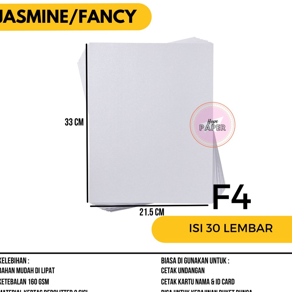 

Diskon Hari Ini Kertas Jasmine F4 isi 3 lembar Undangan Jasmine Glitter F4 Kertas Fancy Paper