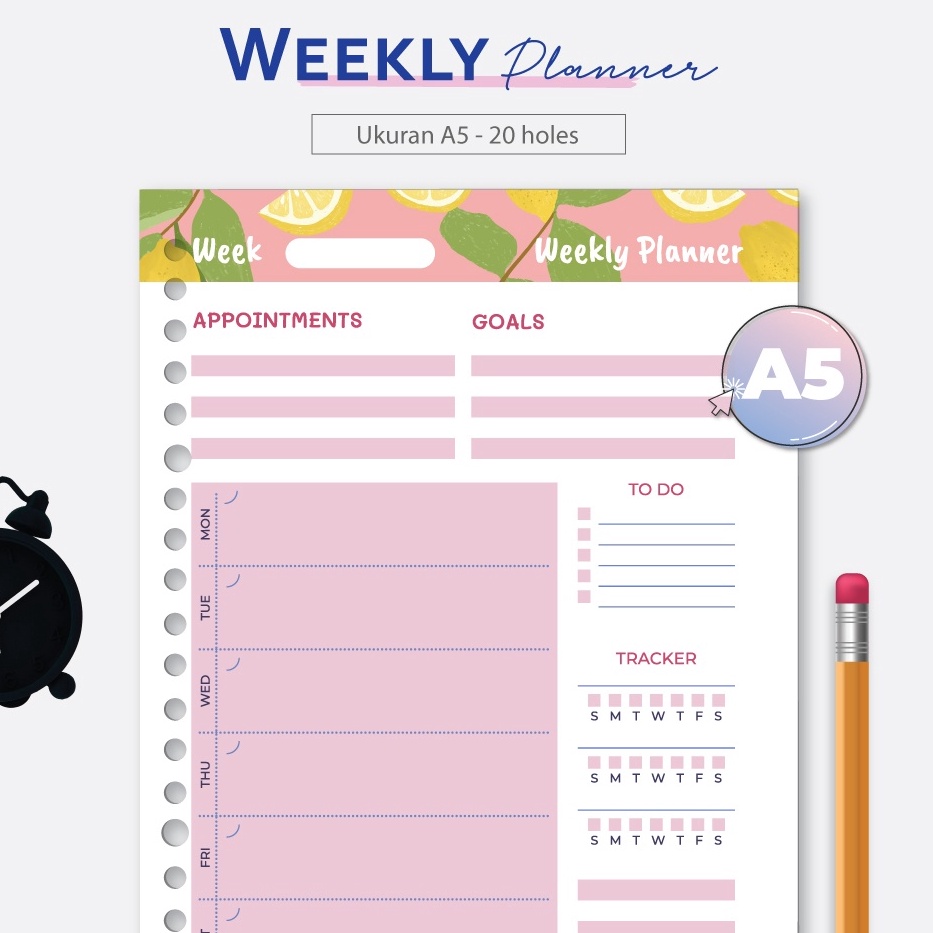 

Garansi Kualitas Bukuqu A5 Loose leaf L228 Weekly Planner Pink Kertas Binder