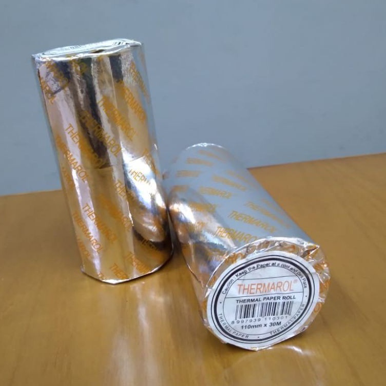 

New Promote thermal paper 11mm x 3M core 12inch hasil cetak hitam