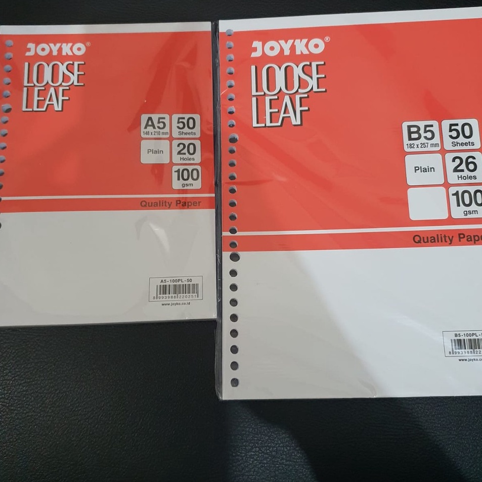 

Lebih Keren KERTAS BINDER JOYKO LOOSE LEAF PLAIN POLOS TANPA GARIS 1gsm 5 lembar A5 dan B5