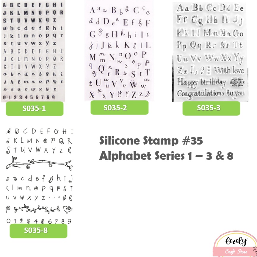 

Grosir Gembira LovelyCraftStore S35 Transparent Silicone Rubber Clear Stamp Alphabet Abjad Seri 13 Stempel Silikon Transparan Bingkai Bunga untuk journal cards art craft scrapbook
