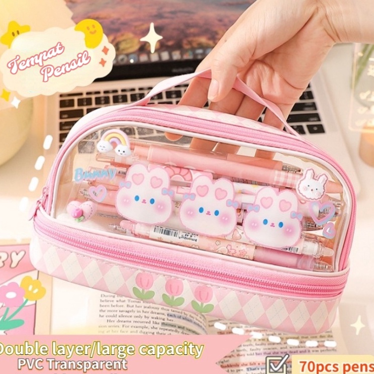 

Tinggi Peminat Tempat Pensil BesarTransparan PVC Pencil Case Tas Pensil Murid LucuKotak Pensil Anak Esthetis