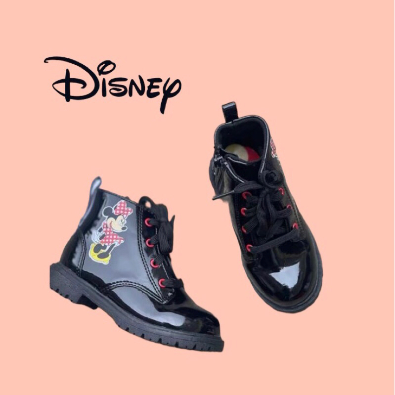sepatu boot hitam anak perempuan minnie 3-8 tahun