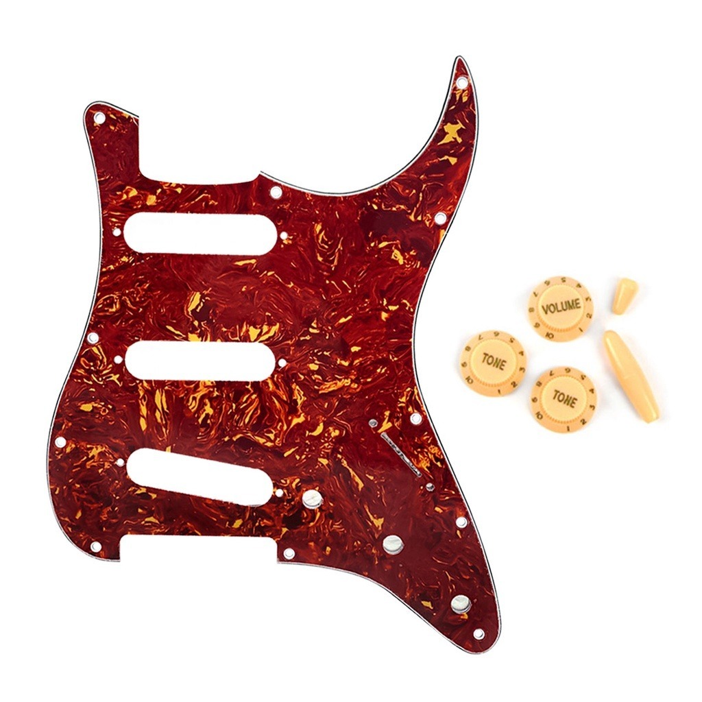 Set 11 Hole ST Gitar Listrik Pickguard SSS dengan Tombol Gitar 2T1V Tips Beralih