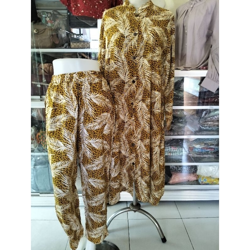 ONE SET WANITA/ SETELAN TUNIK GLAMZ MOTIF