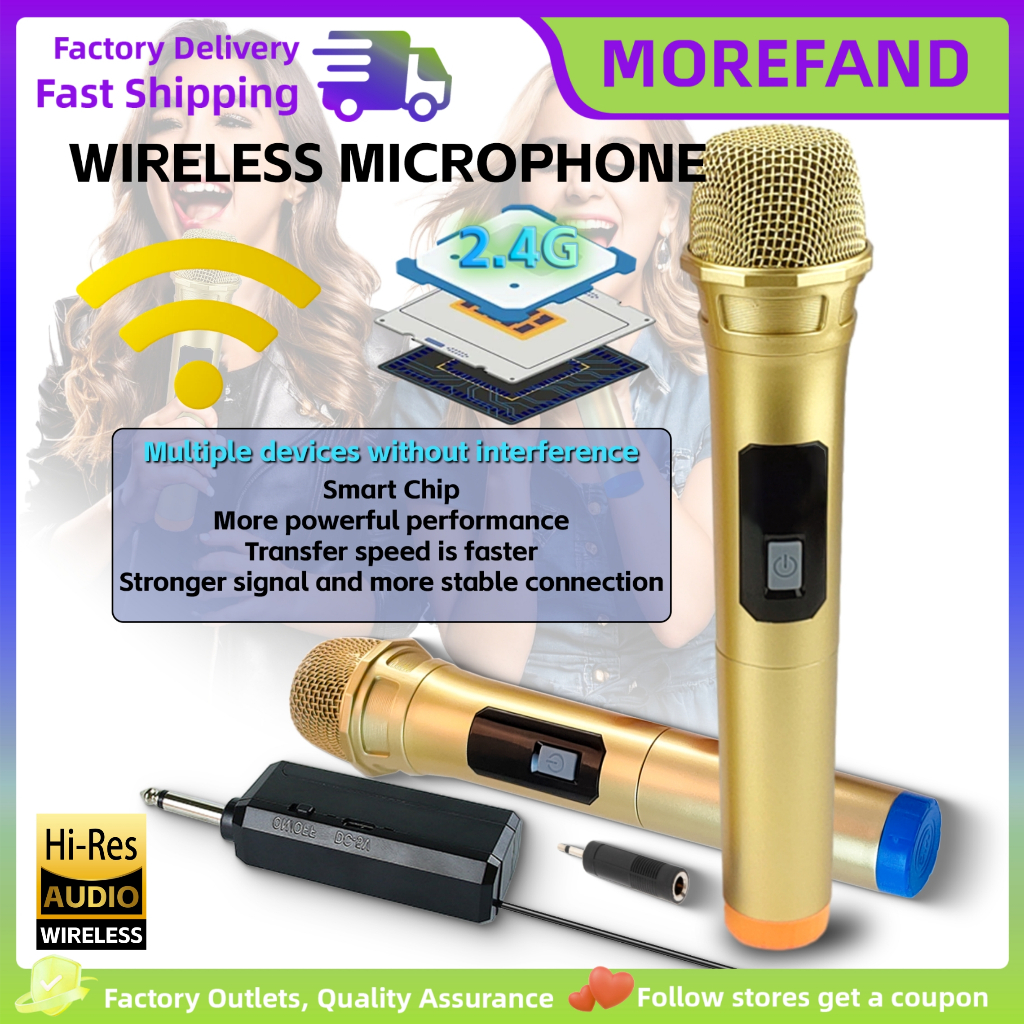 Mikrofon Microphone 2.4G Wireless mic wireless double mic UHF Mic Karaoke Double  Mic Mikrofon