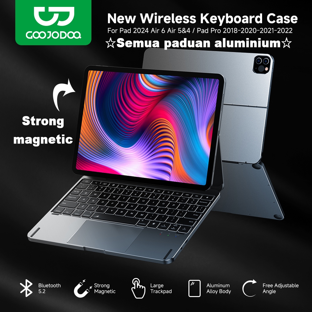 Goojodoq Magic Keyboard Case Paduan aluminium Case for iPad Pro 11 12.9  iPad Air 6 Air 5 Air 4 10.9