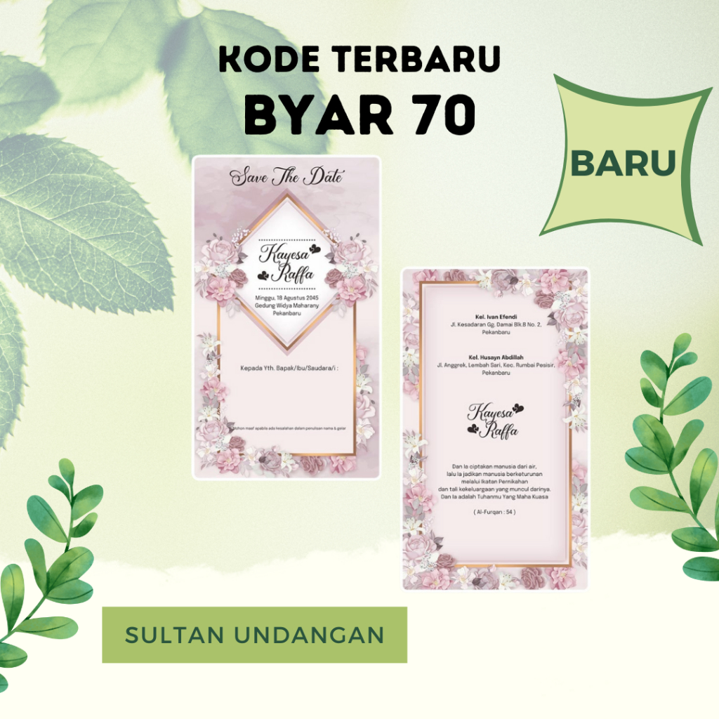 Aesthetic Blangko Undangan Pernikahan Kosong Rustic Modern Mewah - Seri Byar 70 Terbaru Harga Murah