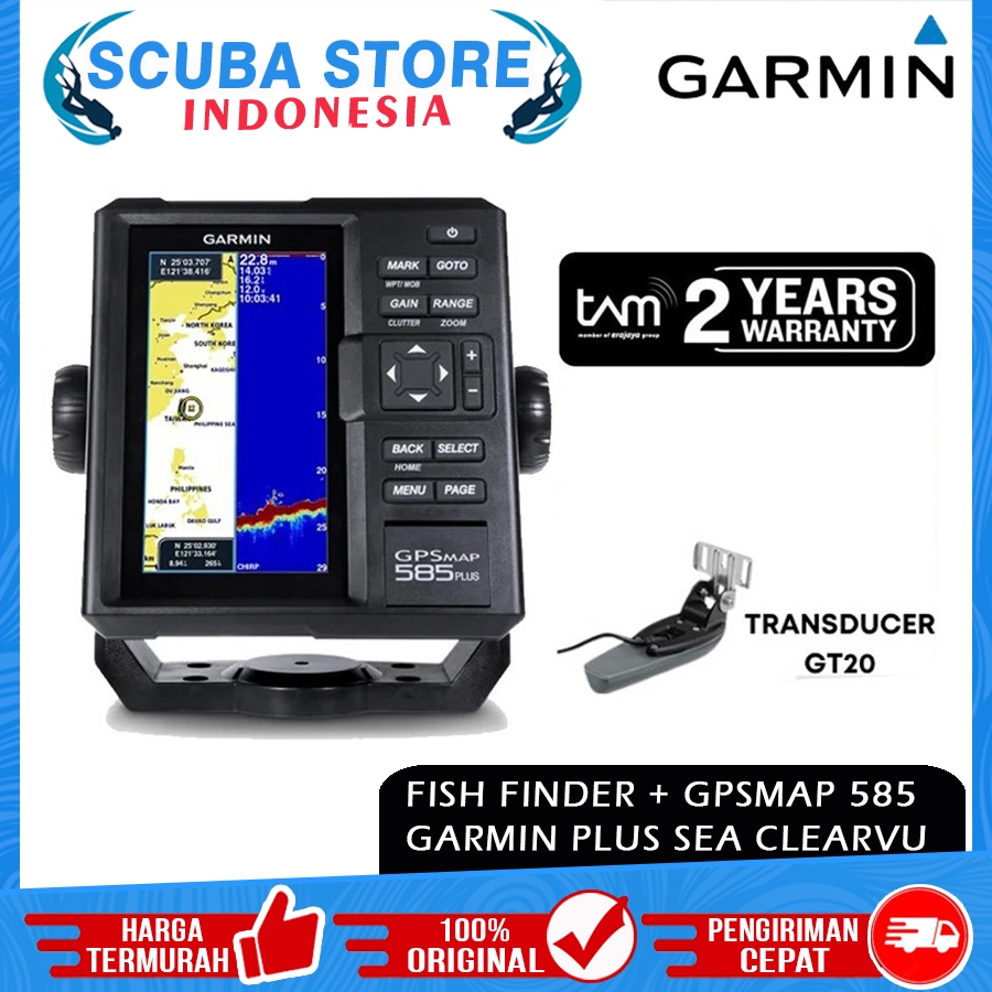 GPSMAP Garmin 585 Plus Sea ClearVu GPS Inc. 585 Plus, GT 20TM & GA38 Fish Finder Marine Peta Navigas