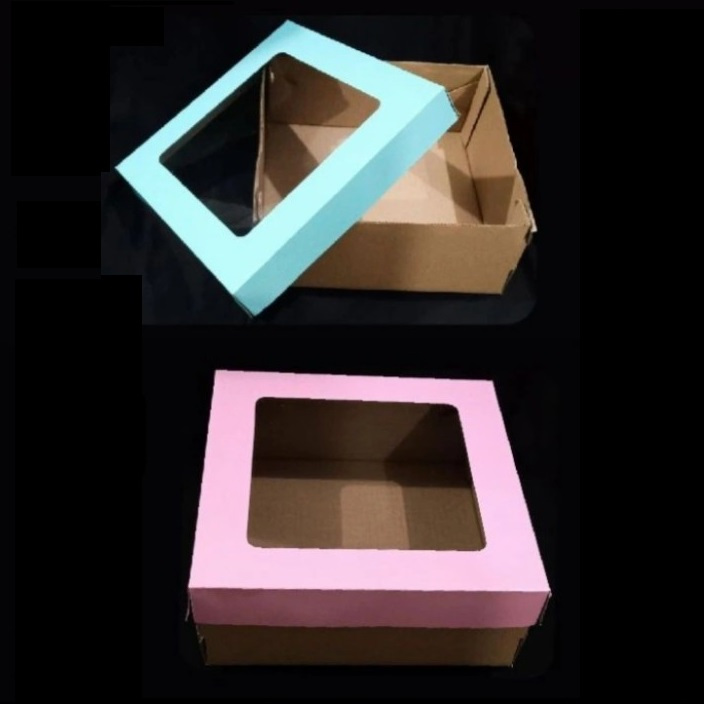 

(5 Pcs) Box Puding Cake Tart Kotak Elute Tutup Duplex Dus Kue Bolu Jendela Mika Tempat Kue 25x25x10 Cm