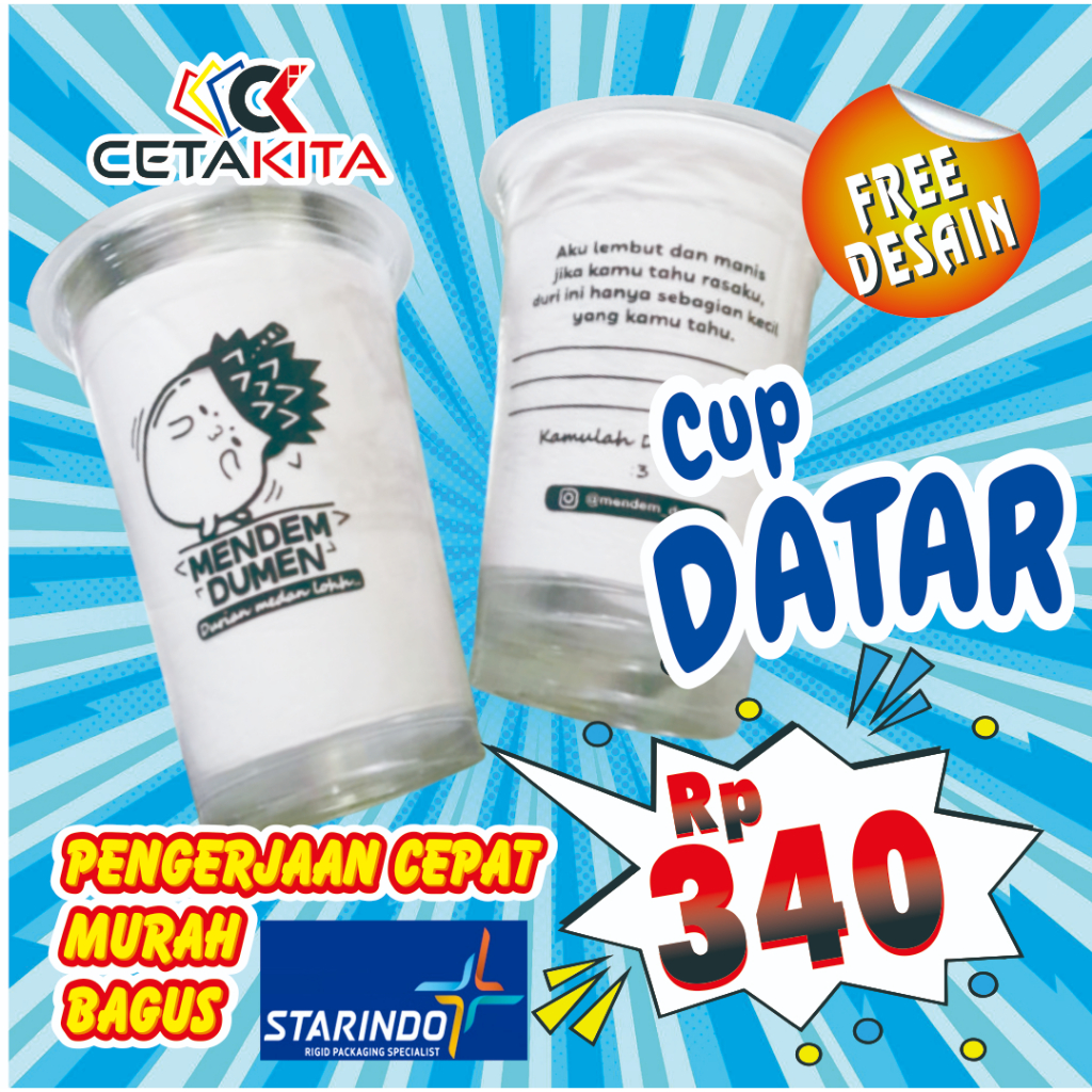 Sablon Cup Datar 14oz, Sablon Cup Plastik, Gelas, Sablon Gelas Plastik, Cup Plastik, Gelas Plastik