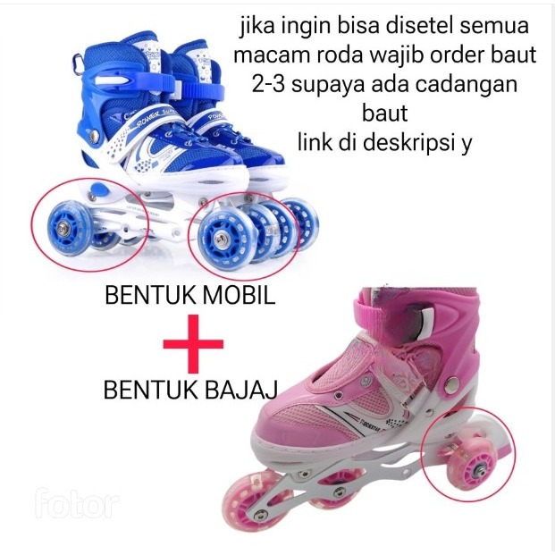 SEPATU RODA SET (SEPATU + DEKER) POWER SUPERB ORIGINAL FREE BAUT BAJAJ