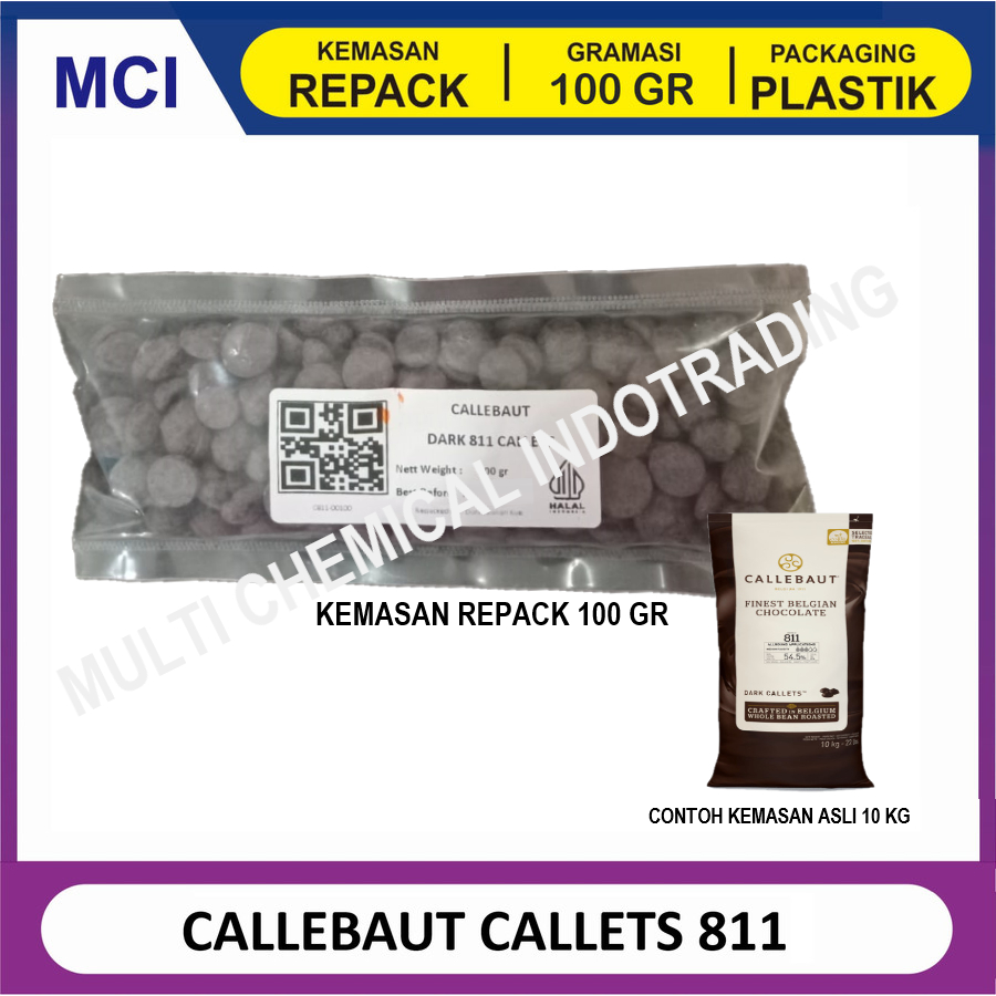 

REPACK 100 GR CALLEBAUT DARK CHOCOLATE 811 COUVERTURE 54,5% / COKLAT