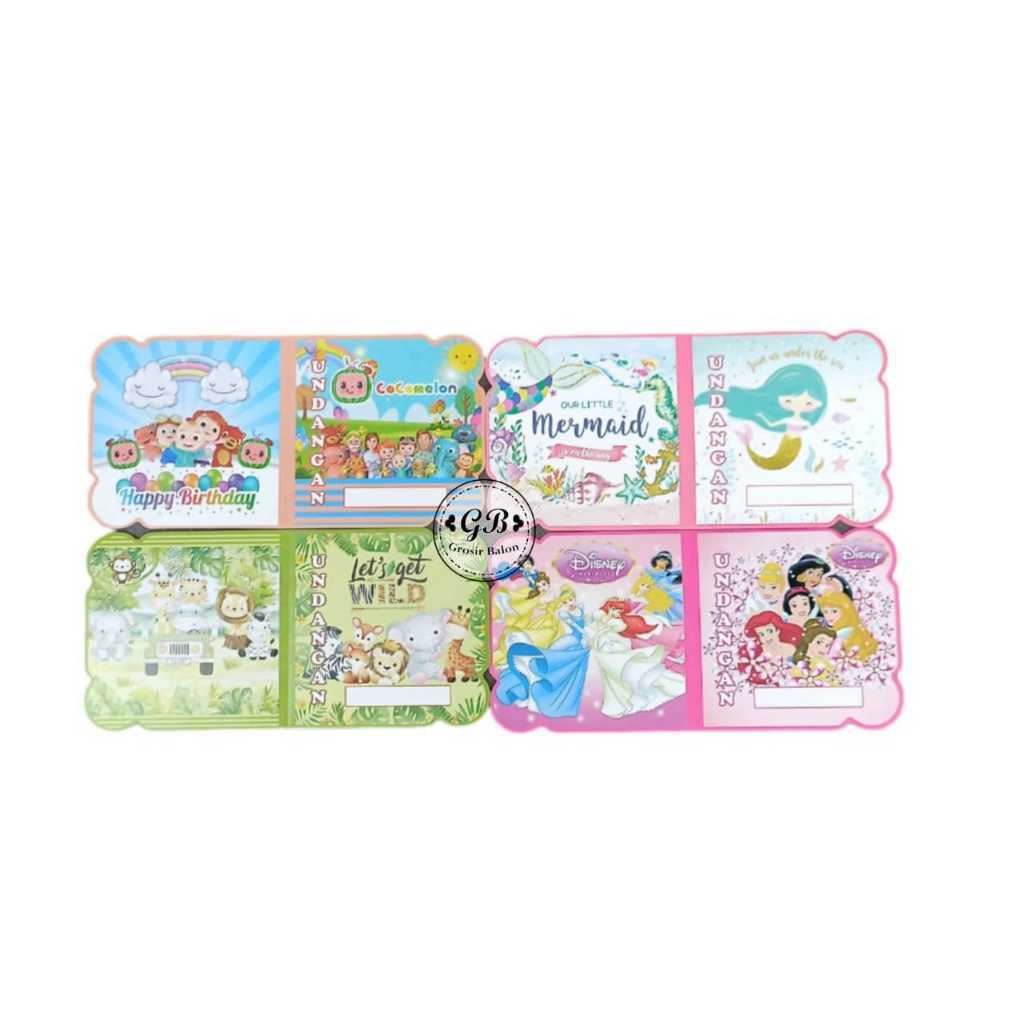 (1PACK ISI 30 PCS ) KARTU UNDANGAN ULANG TAHUN KARAKTER / KARTU UNDANGAN LIPAT / INVITATION CARD / K