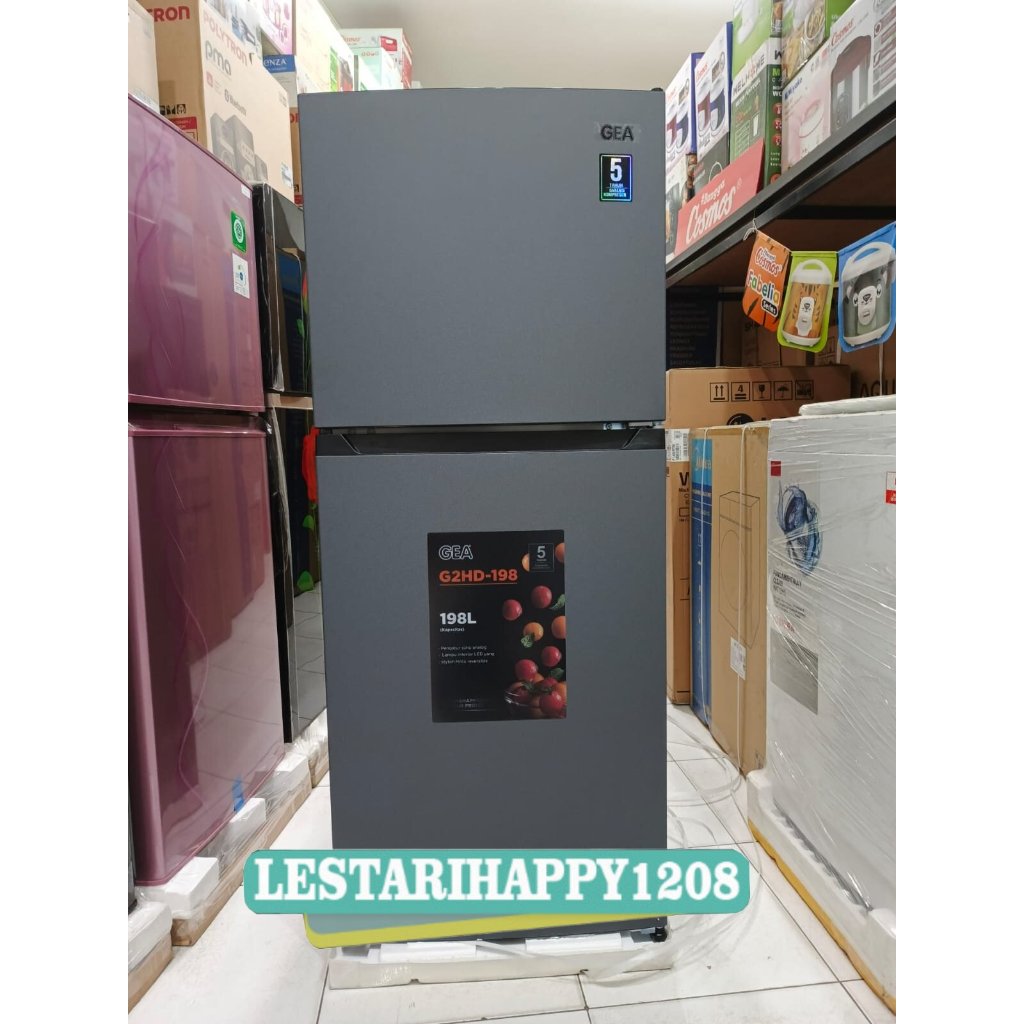 Kulkas 2 Pintu GEA 198-217 Liter G2HD-198/217 INOX No Frost Khusus Bandung Garansi Resmi Murah