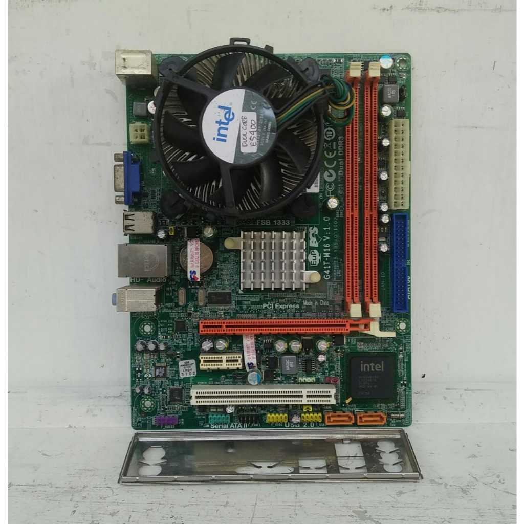 mainboard esc g41t-m16v dual core e5400 ddr3 lga 775 siap pakai