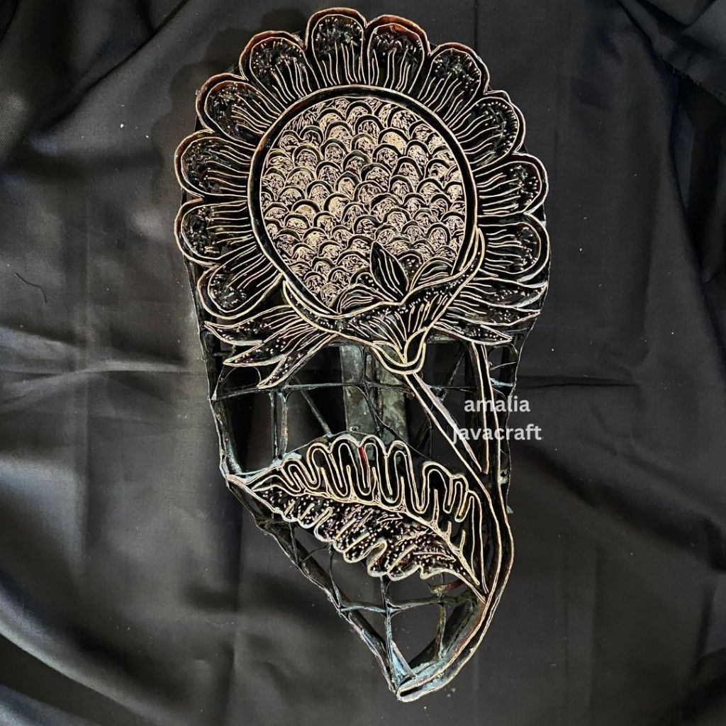 alat cap batik tembaga motif bunga matahari canting cap batik