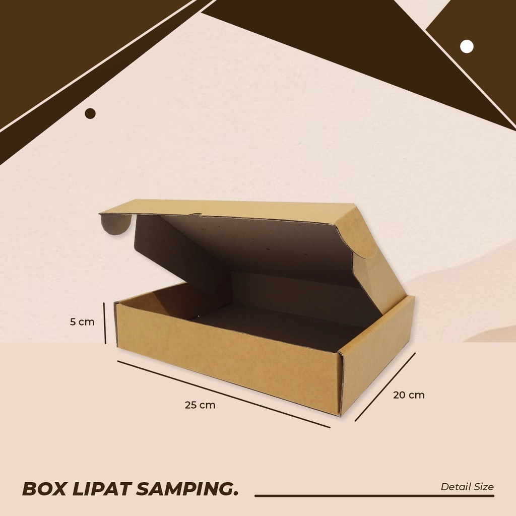 

BOX/KARDUS LIPAT SAMPING UK. 25 x 20 x 5 cm - Bisa Custom Sablon/Giftbox/Hampers/Karton/Polos