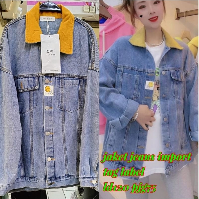 Jaket LV campur Bahan Denim Import