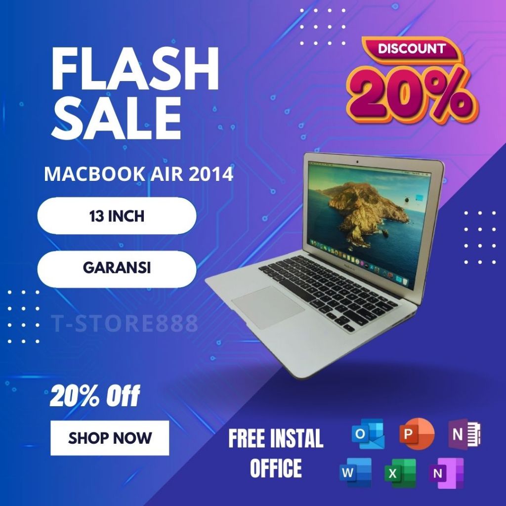 PROMO Macbook air 2014 13 inch Ram 4 8 SSD 128 GB intel core i5/i7 second ori