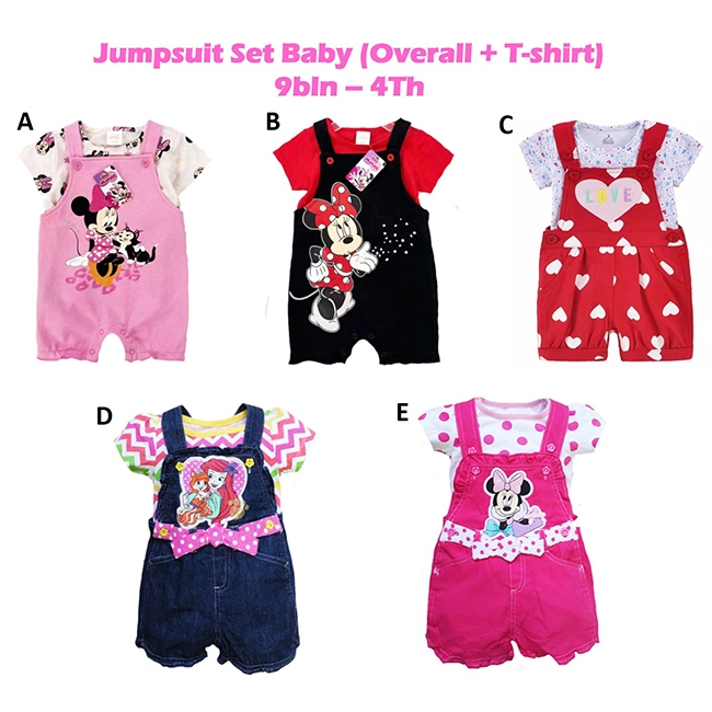 Setelan Jumpsuit / Overall Tee Set Bayi Perempuan