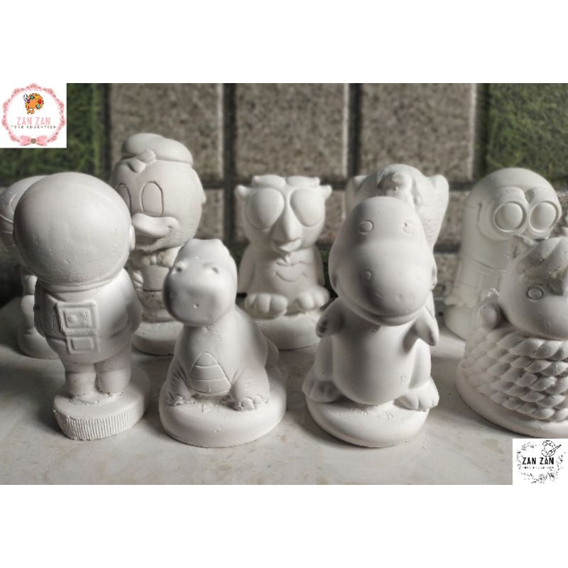 4 pcs Patung Gypsum Lukis 3D