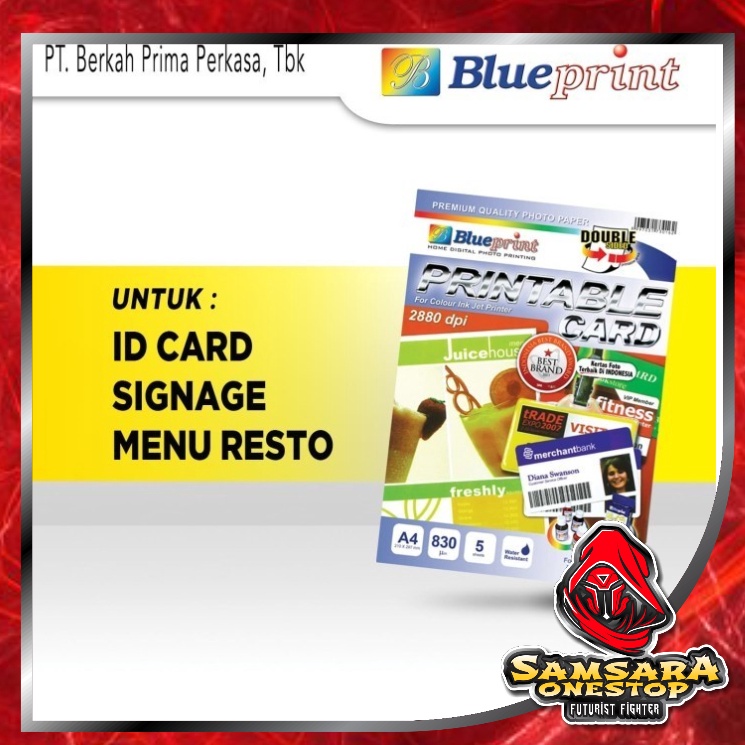 

KODE T68G IDcard ID Card A4 BLUEPRINT Printable Card White Kertas PVC Double Side 83 Micron