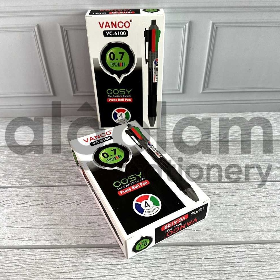 

KODE Q4G5 SELUSIN 12 PCS Pulpen Cetek 4 Empat Warna Vanco 7Mm