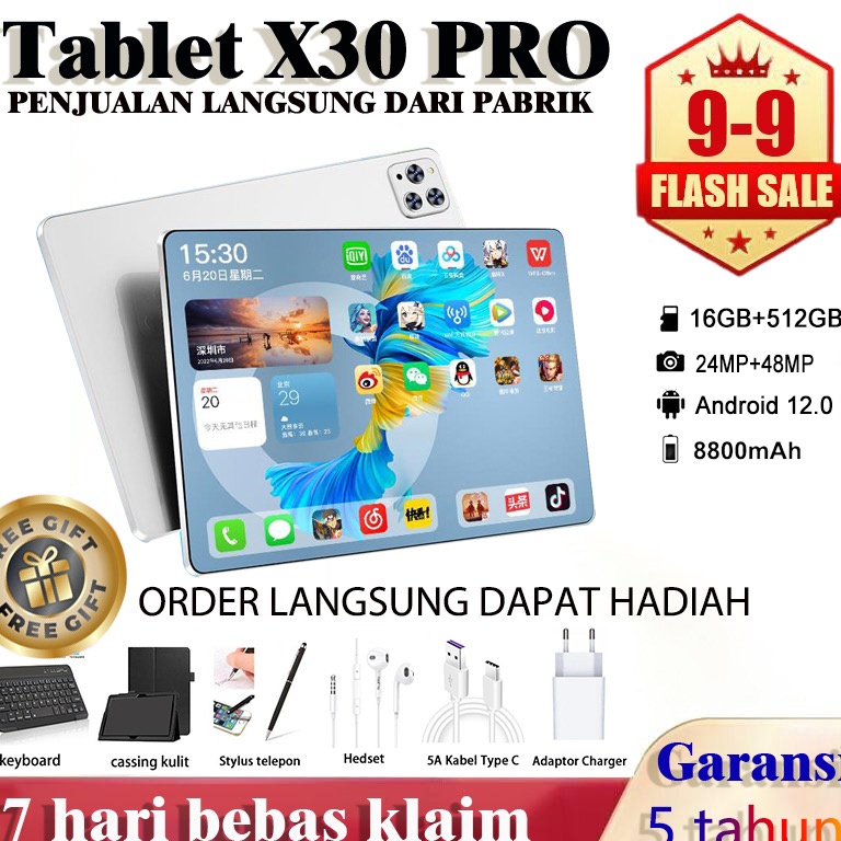 Proses sekarang 224Beli 1 Gratis 6COD Tablet PC Asli tablet X3 Pro Tab Baru ROM 16GB  512GB RAM Tablet Android 12 Inci Layar Full Screen Layar Besar Wifi 5G Dual SIM Tablet Baru Tablet Gaming