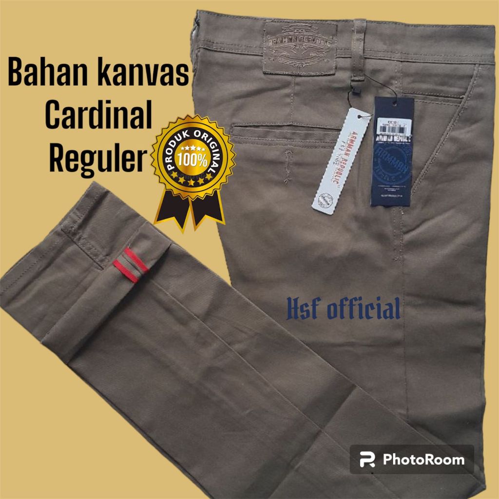 Celana Panjang Pria Chino Premium Original 100% Bahan Kanvas Cardinal Tidak Melar Reguler Fit Arman Republic Jumbo 27 Sampai Big size 45 kodearm 1