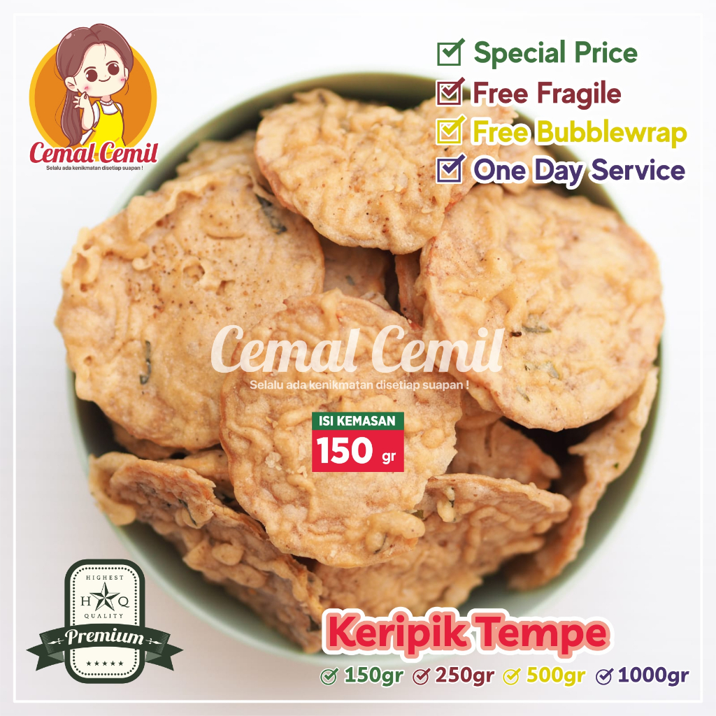 

Cemal Cemil : Keripik Tempe/Tempe Krispi 150gr-Snack/Cemilan/Camilan