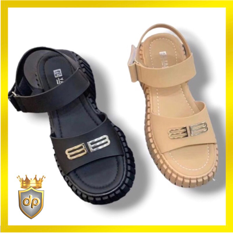 SANDAL WEDGES WANITA IMPORT TALI BELAKANG