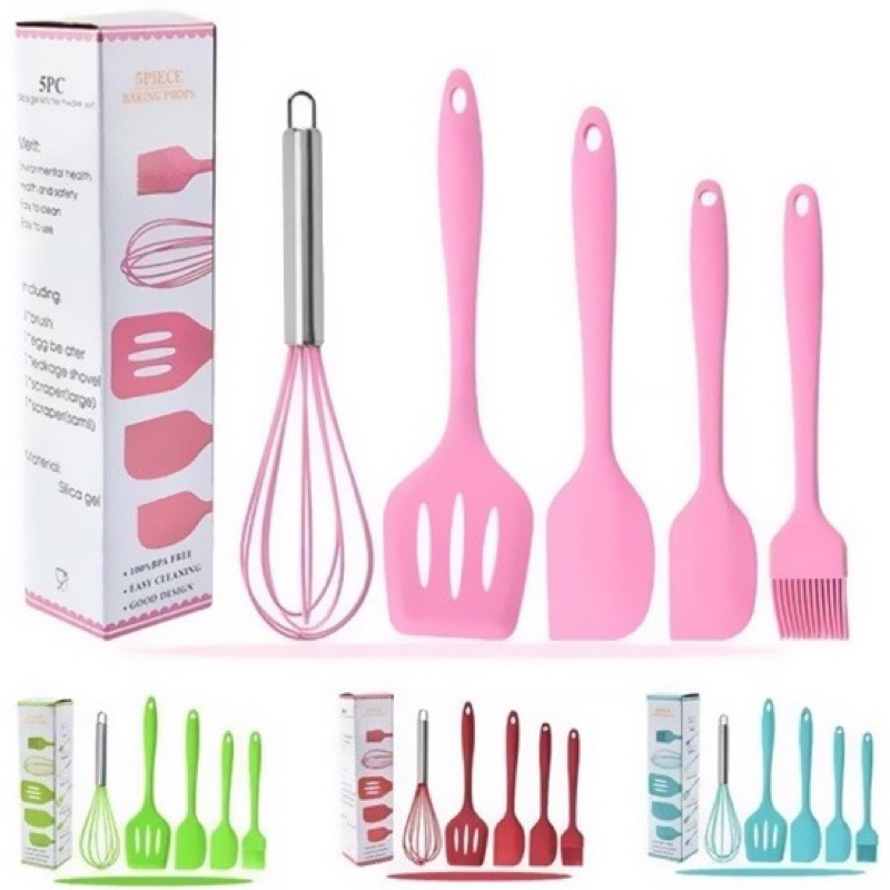 SPATULA SET ALAT MASAK 5 IN 1 SUTIL SCRAP KOCOKAN / SET SPATULA PERALATAN MASAK SUTIL / UTENSIL SET 